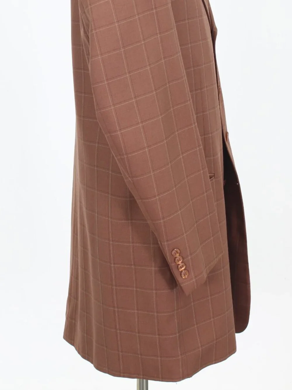 Stacy Adams 42R 35x30 Brown Full Suit 4-Button Check R917